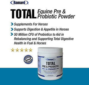 Total Prebiotic & Probiotic Equine Formula - Natural Digestive Supplement for Horses Optimal Gut Health, Nutrient Absorption, Foal Support Pro & Pre Biotics for Livestocks and Horse 8.5 Oz Jar