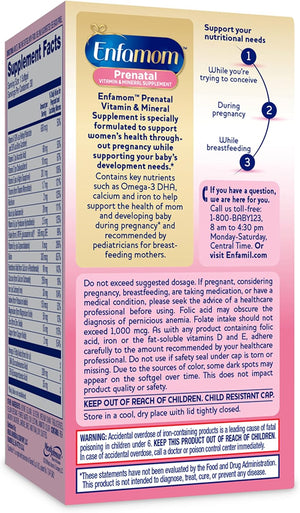 Enfamil Enfamom Prenatal Vitamin & Mineral, Supplement for Women with Calcium, Vitamin D, Vitamin C, Omega 3 DHA, 30 Softgels (1 Month Supply)