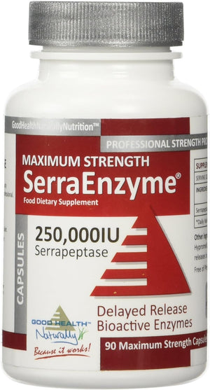 Serra Enzyme Serrapeptase Supplement - Clear Lungs and Sinuses, Proteolytic, Digestive Cleanse | 250,000 IU - Maximum Strength | 90 Capsules