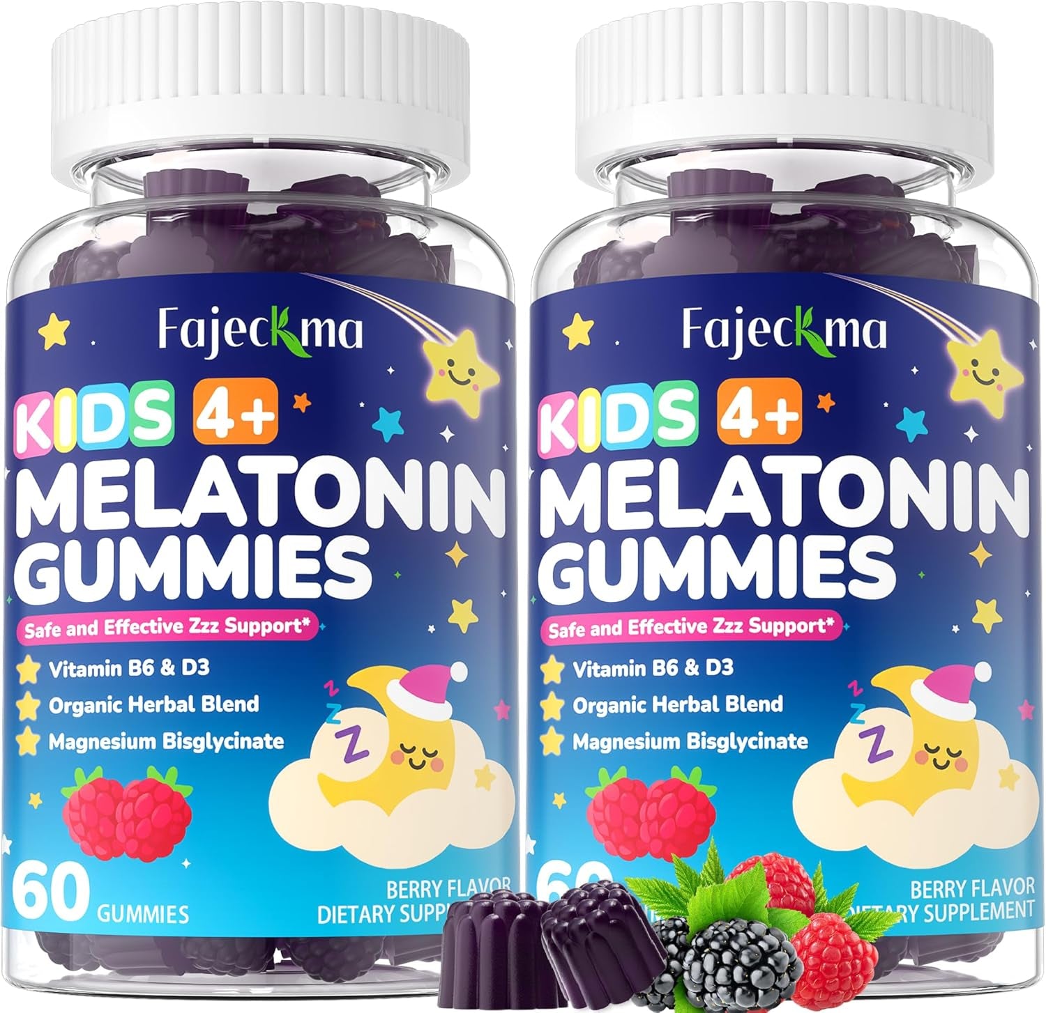 Melatonin Gummies Supplement for Kids: Chewable Sugar Free 1Mg 2Mg Melatonin Gummy plus Magnesium Zinc Vitamins B6 D3 L-Theanine - Kids Age 4+ Nighttime Zzz Aid Immunity Boost(120Count)