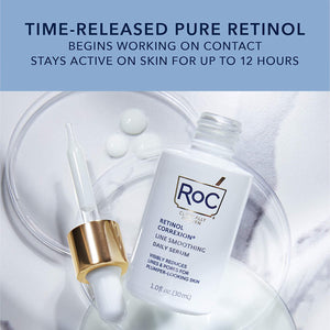 Roc Retinol Correxion Pore Refining Line Smoothing Serum, Daily Anti-Aging Wrinkle Treatment with Squalane, Skin Care for Fine Lines, Dark Spots, Post-Acne Marks, 1 Fl Oz