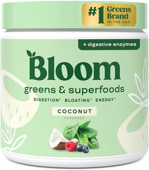 Superfood Greens Powder, Digestive Enzymes with Probiotics and Prebiotics, Gut Health, Bloating Relief for Women, Chlorella, Green Juice Mix with Beet Root Powder, 30 SVG, Coconut