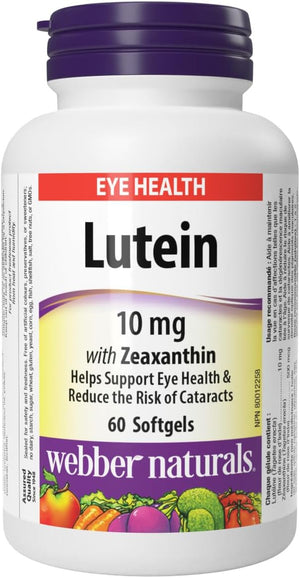 Webber Naturals Lutein with Zeaxanthin Softgel, 10Mg 60 Count