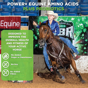 Power+ Horse Supplement (620G/1.36Lbs - 100 Servings) - 9 Equine Amino Acids plus Probiotics for Horses - No Added Sugar, No Soy, No Fillers - Horse Joint Support Supplement
