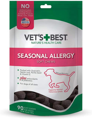 Vet'S Best Seasonal Allergy Soft Chew Dog Supplements | Soothes Dogs Skin Irritation Due to Seasonal Allergies | Maintain Histamine Levels | 90 Day Supply