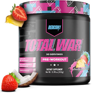REDCON1 Total War Pre Workout Powder, Blue Lemonade - Beta Alanine + Citrulline Malate Keto Friendly Preworkout for Men & Women with 320Mg of Caffeine - Fast Acting (30 Servings)
