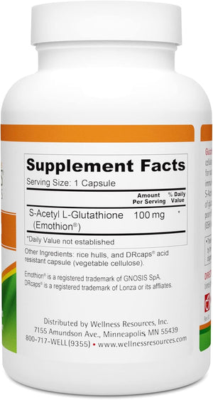 Glutathione Ultra with Emothion S-Acetyl Glutathione (100Mg, 90 Capsules) Highest Absorption Antioxidant for Cells, Liver, Immune Health