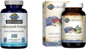 Garden of Life Omega-3 Fish Oil 1,290Mg + Men'S Organic Multivitamin, 60 Tablets