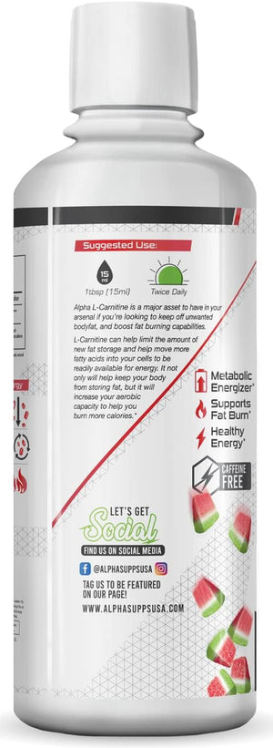 L-Carnitine 3000 Mg Liquid | Stimulant-Free Amino Acid | 31 Servings (Watermelon Candy)