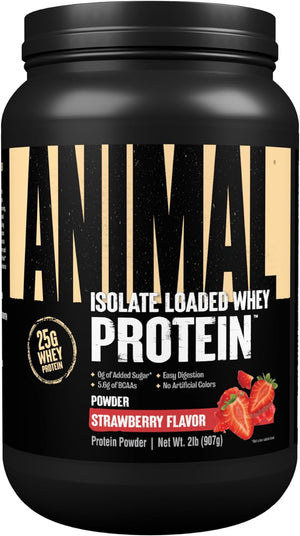 Animal Whey Isolate Protein Powder - Loaded for Pre & Post Workout Muscle Builder and Recovery with Digestive Enzymes for Men & Women - 25G Protein, Great Taste, Low Sugar - Brownie Batter 4 Lbs