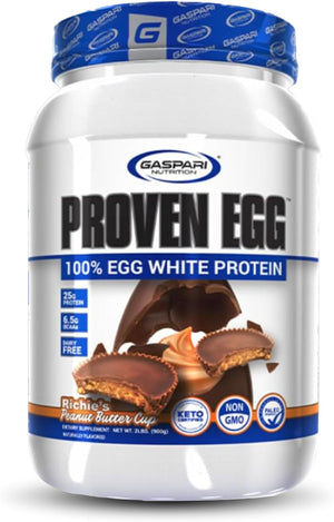 Gaspari Nutrition Proven Egg, 100% Egg White Protein, 25G Protein, Keto Friendly, Dairy Free, Lactose Free, Soy Free (2 Lbs, Peanut Butter Cup)