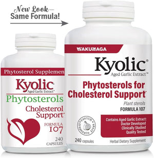 Kyolic Aged Garlic Extract Formula 107, Phytosterols for Cholesterol Support, 240 Capsules (Packaging May Vary)