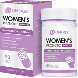 Women'S Probiotic 180 Billion Cfus, 18 Strains, with Organic Prebiotics+Cranberry Extract & D-Mannose, for Digestive, Boost Immune, Women'S Health & Urinary Tract Health, 90 Vegetarian Capsules