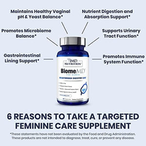 1MD Nutrition Biomemd Probiotics for Women - Daily Prebiotics and Probiotics for Women - More than 60 Billion Cfus, 15 Strains - Womens Probiotic to Support Urinary & Vaginal Health - 30 Capsules