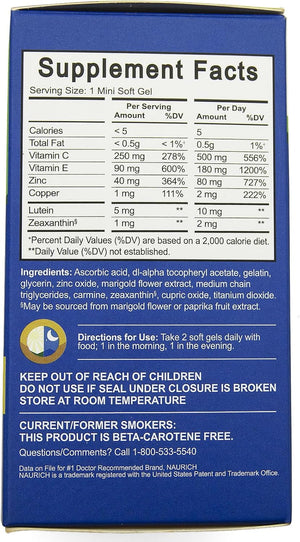 AREDS 2 Formula Eye Vitamin & Mineral Supplement,Contains Vitamin C,Vitamin E,Lutein,Zeaxanthin,& Zinc Competible with Preser Vision Soft Gels(130 Softgels