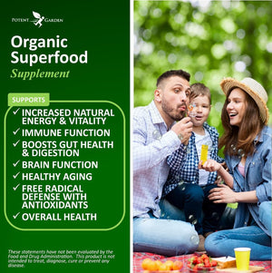 Organic Superfood Greens, Fruit and Veggies Supplement Rich in Vitamins & Antioxidants with Alfalfa, Beet Root & Tart Cherry to Boost Energy, Immunity & Gut Health, Greens Tablets 60 Ct