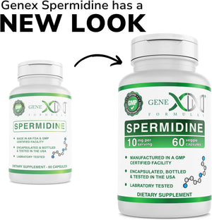 GENEX Spermidine Supplement (60 Vegan Capsules)-10Mg of Spermidine from Wheat Germ Extract, Autophagy Supplement for Healthy Aging & Cell Renewal, Non-Gmo, Gluten-Free