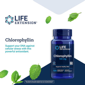 Life Extension Chlorophyllin 100Mg – Powerful Antioxidant Supplement Pill for DNA, Liver Health and Detox – Non-Gmo, Gluten-Free, Vegetarian - 100 Capsules