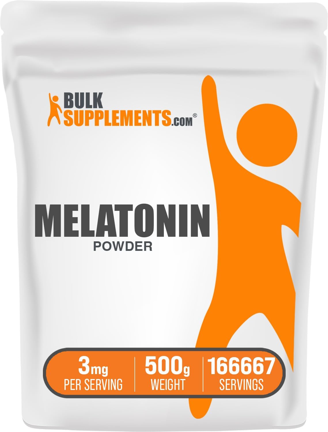 Bulksupplements.Com Melatonin Powder - Pure Melatonin, Sleep Aid for Adults - Vegan & Gluten Free, 3Mg per Serving, 500G (1.1 Lbs) (Pack of 1)