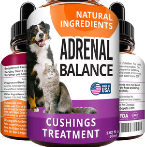 Adrenal Balance for Dogs and Cats - Cushings Treatment for Pets, Adrenal Support W/ Ashwagandha, Licorice Root, Rhodiola Rosea - 2Oz Herbal Drops