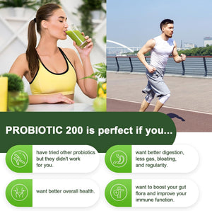 Probiotics for Women & Men, 200 Billion CFU 12 Strains with 3 Organic Prebiotics and Probiotics for Digestive Health Gut, Immune, Bloating & Gas, Energy, Overall Health, Shelf Stable - 2 Month Supply