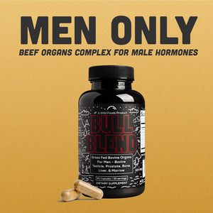 Wild Foods Men'S Testosterone Booster, Beef Organs Complex, Grass-Fed Bovine Supplement, Liver, Prostate, Testicle, Bone, 30 Day, 90 Capsules