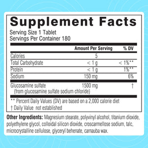 Glucosamine Sulfate Joint Support Supplement, Joint Health Supplement for Mobility and Flexibility | Joint Supplement for Women and Men | Glucosamina 1500Mg | 180 Tablets