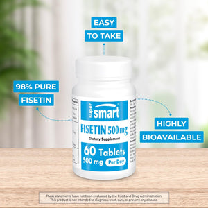 '- Fisetin 500Mg per Day (Easy-To-Take) - 98% Pure Fisetin Supplement - Highly Bioavailable Polyphenol - Potent Senolytic Activator | Non-Gmo & Gluten Free - 60 Tablets