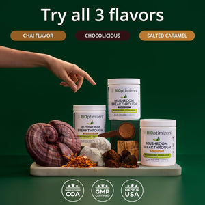 – Mushroom Breakthrough - Salted Caramel - Nootropic Supplement Blended Powder of Mushroom, Collagen & Superfoods: Lion’S Mane, Chaga, Reishi (15 Servings)