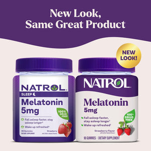 Natrol Melatonin Gummies, Sleep Support, 140 Strawberry-Flavored Adult Melatonin Gummies, 5 Mg Sleep Aids for Adults