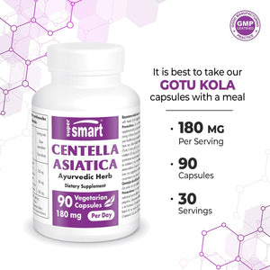 '- Centella Asiatica 180Mg per Day - Gotu Kola Extract Supplement | Non-Gmo & Gluten Free - 90 Vegetarian Capsules
