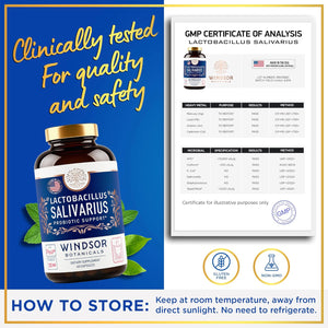 Lactobacillus Salivarius Probiotic Capsules - L Salivarius Probiotic Oral Dental Probiotics for Bad Breath, Teeth and Gums Health - Immune Support, Digestive Probiotic - 24Bn CFU, 60 Caps