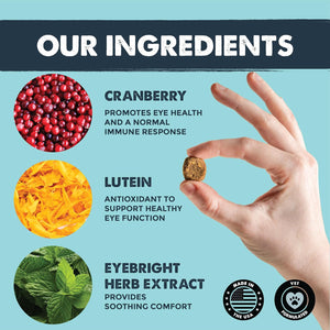 Waggables Eyes (Made in USA) | Tear Stain Chews for Dogs. Vision and Tear Stain Support Eye Supplements for Dogs. Lutein Dog Tear Stain Supplement. Lubricates Eyes, Immune Support (120 Ct)