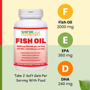 Halal Fish Oil Softgels 100 Ct, Standard Strength - Halal Omega 3 Fish Oil Supplements. Wild Caught, Non-Gmo & Purified Fish Oil - Halal Vitamins
