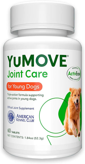 Yumove Adult Dog Tablets | Hip and Joint Supplement for Dogs with Glucosamine, Chondroitin, Hyaluronic Acid, Green Lipped Mussel | Dogs Aged 6 to 8 | 120 Count Tablets, Treat Colored