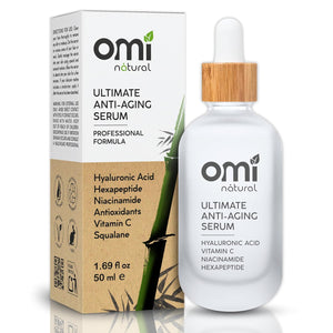 OMI Natural- Korean Premium Serum. 2% Hyaluronic Acid, 10% Niacinamide, 15% Vitamin C, 5% Hexapeptides. anti Aging, Hydrating, anti Wrinkle, Antioxidant, Dark Spot Reducer for Face. 1.69 Fl Oz/ 50Ml