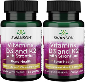 Swanson Strontium Complex with Vitamins D-3 & K-2 60 Sgels (3 Pack)