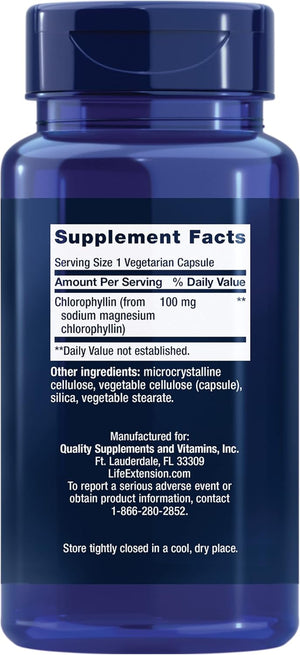 Life Extension Chlorophyllin 100Mg – Powerful Antioxidant Supplement Pill for DNA, Liver Health and Detox – Non-Gmo, Gluten-Free, Vegetarian - 100 Capsules