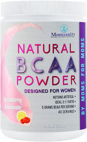BCAA Pre Workout Powder for Moms | Naturally Sweetened with Stevia, Erythritol, & Monk Fruit to Help Build Energy Pre & Post Workout | 40 Servings (Raspberry Lemonade)