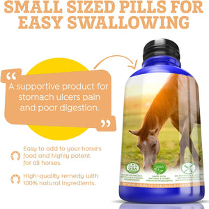 Horse All-Natural Equine Gastric Ulcer Syndrome (EGUS) Support -Reduces Ulcers & Other Stomach Lining Issues - Supplements for Horses - Homeopathic & Highly Effective-300 Tablets