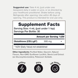 Lab Tested Ultra Bioavailable Liposomal Glutathione - 4 Fl. Oz Mixable Wild Berry Natural Flavor - High Strength Glutathione Liquid - Third-Party Tested - Increased Bioavailability Enhanced Absorption