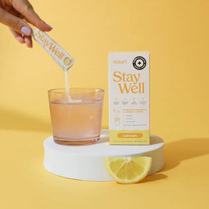 Nouri Staywell Lemonade Synbiotic Digestive + Immunity Blend, Prebiotics and Probiotics, Powder Stick Pack for Digestive and Immune Health, 0 Calories, 0 Sugar - 14-Count (Lemonade)