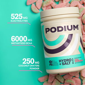 Podium Nutrition, Instantized BCAA Powder, Hydro and Salt, Mango Peach, 30 Servings, Electrolytes, Hydration, Recovery