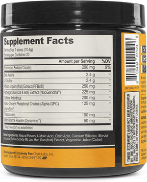 ONNIT Alpha Brain Pre-Workout - Yuzu Peach (20 Serving Tub)