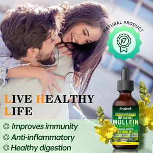 120ML Organic Mullein Drops for Lungs - Mullein Leaf Extract Supplement - Respiratory Health Support - as Liquid, Tincture, Tea