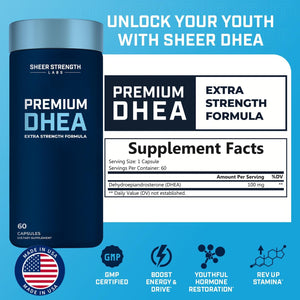 DHEA Supplement for Men DHEA 100Mg - Pure DHEA Supplement for Men for Strength and Hormone Balance - DHEA Supplement for Women and Men - High Purity Enhanced Absorption 60 SV USA