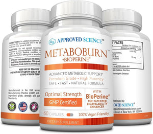 Approved Science Metaboburn - Metabolic Support - Green Tea and Bioperine - 60 Vegan Capsules - High-Potency Extract - 50% EGCG - Non-Gmo, Soy-Free, Allergen-Free - 60 Capsules (Pack of 1)