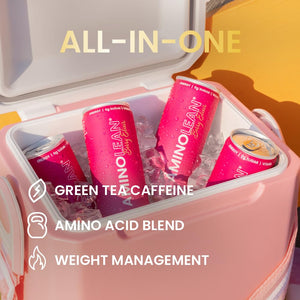 Aminolean Energy Drink – Sugar Free Amino Energy with Natural Caffeine & Vegan Amino Acids for No Jitters, Tingles, or Crash, Variety, 12 Pack