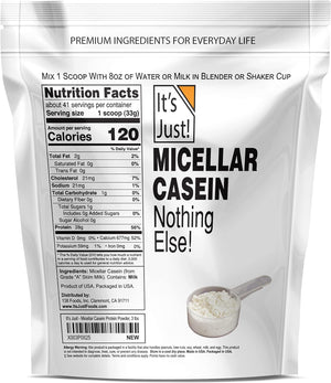 It'S Just! - 100% Casein Protein Powder, Made in USA, No Added Flavors or Sweeteners (Unflavored, 5 Pound (Pack of 1))