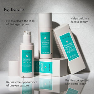 Naturium Niacinamide Face Serum 12% plus Zinc 2%, Skin Complexion Treatment & Pore Minimizer, with Hyaluronic Acid & Vitamin E, 1 Oz